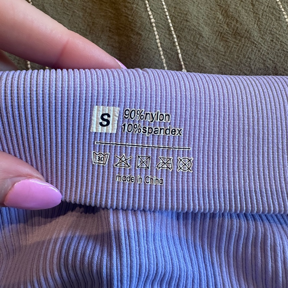 Lilac One-Shoulder Ribbed Sports Bra Size Small - Picture 4 of 4